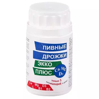 Экко Плюс Дрожжи пивные с магнием, кальцием и витамином Д таблетки 100 шт