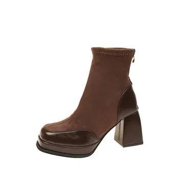 Fashion New Boots for Woman Non-slip Autumn Winter Solid Color 2024 High Quality Fashion Outdoors Female Ankle Boots Botines Mujer 35 чёрный
