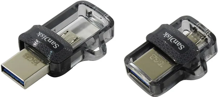 Флешка 16Gb USB 3.0/microUSB Sandisk Ultra Dual Drive m3.0, черный (SDDD3-016G-G46)