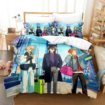 Комплект постельного белья Ensemble Stars Single Twin Full Queen King Size Bed Set Adult Kids Bedroom Duvet Cover Sets 3D Anime Bed Sheet Set EU Single 135x200cm