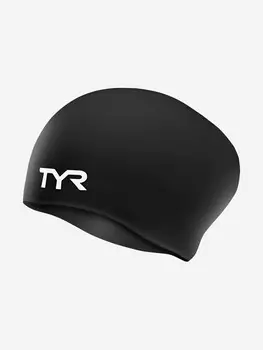 Шапочка для плавания TYR Long Hair Wrinkle-Free Silicone Cap, Черный