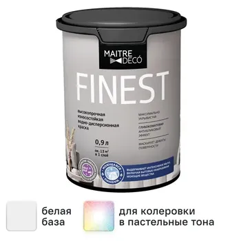 Краска для стен и потолков Maitre Deco Finest матовая белая база А 0.9 л