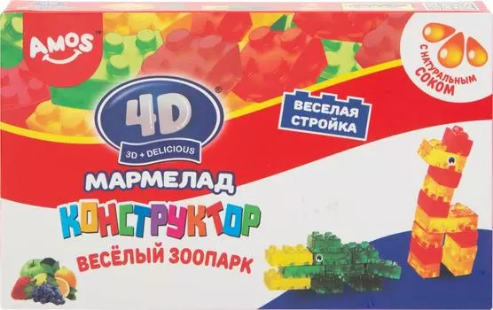 Мармелад Amos 4D 3D + Delicious Конструктор Веселый зоопарк 100г