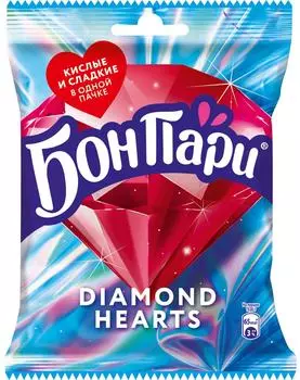 Мармелад Бон Пари Diamond Hearts жевательный с кислым и сладким вкусами 65г
