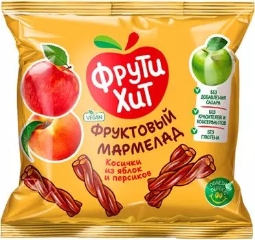 Мармелад Фрути Хит Косички из яблок и персиков 45г