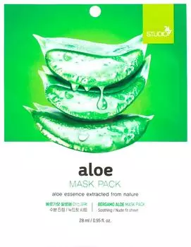 Маска для лица Bergamo Aloe тканевая с экстрактом алоэ 28мл