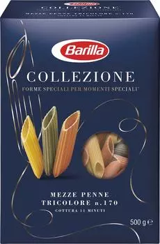 Макароны Barilla Collezione Mezze Penne Tricolore 500г