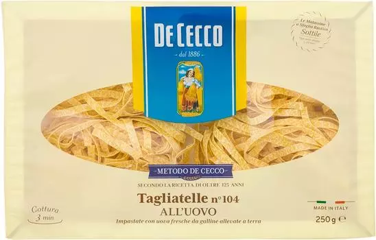 Макароны De Cecco Tagliatelle allunovo n.104 250г