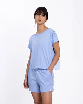 Женская однотонная короткая пижама из вискозы Punto Blanco, голубой