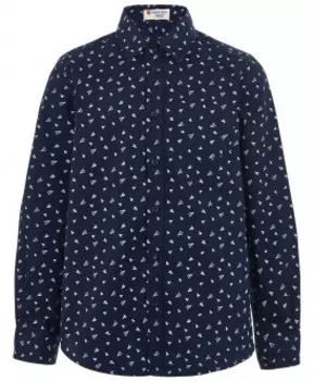 Синяя рубашка с орнаментом "Самолетик" Button Blue