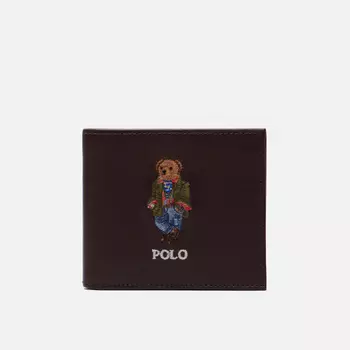Кошелек Polo Ralph Lauren Polo Bear Embroidered Leather Billfold, цвет коричневый
