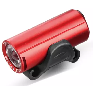 Фара велосипедная RAYPAL, передняя, LED, 350LM, 700 mAh, Li-ion, 4 режима, красный корпус, RPL-2289