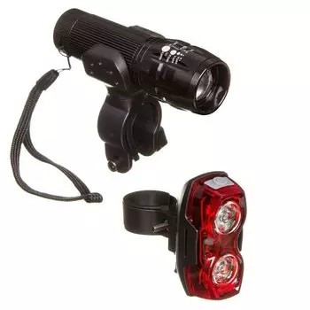 Фара велосипедная STG TL5424 + FL1203, комплект, красный + белый диод, Х88376