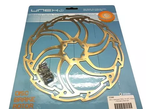 Ротор велосипедный UNEX UN-26Ti, 203мм, с болтами, в блистере, UN-R26-TI-DIY