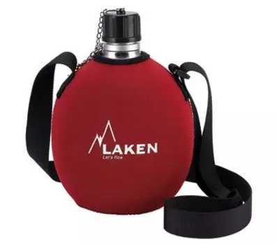 Фляга Laken Clasica 121FR в неопреновом чехле с ремнем screw cap, 1л, красный