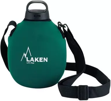 Фляга Laken Clasica 127FV в неопреновом чехле с ремнем screw cap, 1л, зеленый