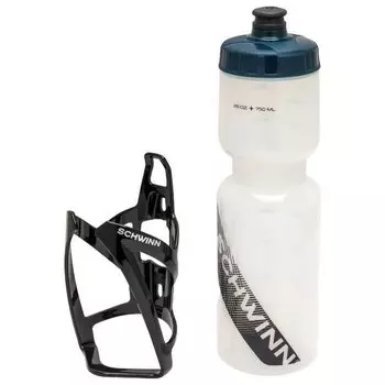 Фляга с флягодержателем велосипедная SCHWINN Waterbottle &amp; Cage, 750 мл, алюминий/пластик, SW79074INT-2