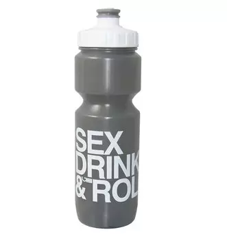 Фляга велосипедная 0,8 Green Cycle GBT-512L Sex Drink &amp; Roll с Big Flow valve, LDPE, серый
