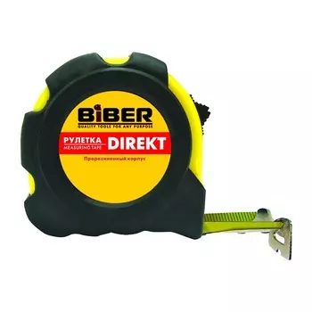 Рулетка Biber DIREKT 40103.обрезиненный корпус 19 мм 5 м