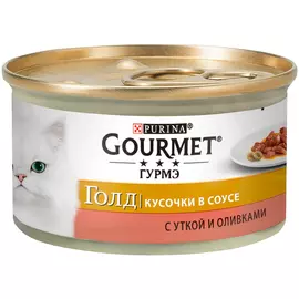 Gourmet Gold для взрослых кошек с уткой и оливками в соусе (85 гр)