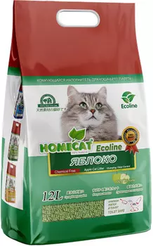 Homecat эколайн яблоко наполнитель комкующийся для туалета кошек (12 + 12 л)