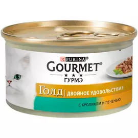 Gourmet Gold Двойное Удовольствие для взрослых кошек с кроликом и печенью в подливе (85 гр х 24 шт)