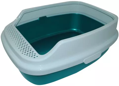 Homecat De Luxe лоток для кошек с бортиком бирюзовый перламутр 53 х 39 х 23 см (1 шт)