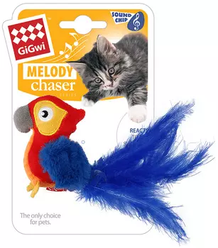 Игрушка для кошек GiGwi Melody Chaser Попугай со звуковым чипом 12 см (1 шт)