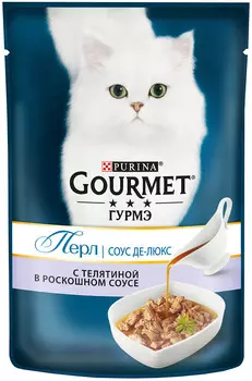 Gourmet Perle соус де-люкс для взрослых кошек с телятиной в соусе (85 гр х 24 шт)
