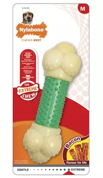Игрушка для собак Nylabone Extreme Chew Double Action Chew косточка экстра-жесткая с ароматом бекона M (1 шт)