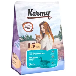 Karmy Hypoallergenic гипоаллергенный для взрослых кошек с уткой (1,5 + 1,5 кг)