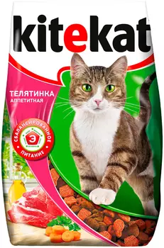 Kitekat аппетитная телятинка для взрослых кошек (1,9 + 1,9 кг)