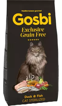 Gosbi Exclusive Grain Free Cat Sterilized беззерновой для кастрированных котов и стерилизованных кошек с уткой и рыбой (2 кг)