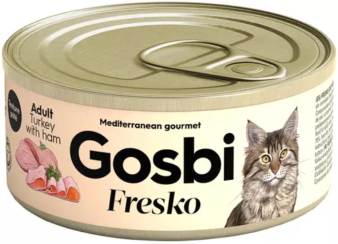 Gosbi Fresko Grain Free Cat Adult беззерновые для взрослых кошек с индейкой и ветчиной (70 гр)