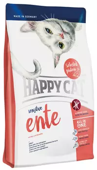 Happy Cat Sensitive Adult Ente для взрослых кошек при аллергии с уткой, рисом и картофелем (0,3 кг)