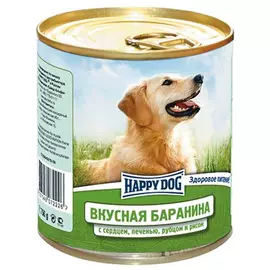 Happy Dog для взрослых собак с бараниной, сердцем, печенью, рубцом и рисом (4 + 1 шт)