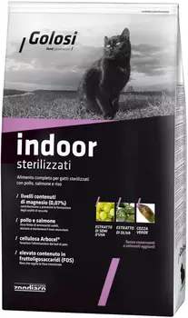 Golosi Indoor Sterilizzati для взрослых кастрированных котов и стерилизованных кошек живущих дома с курицей, лососем и рисом (0,4 кг)