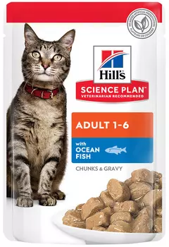 Hill’s Science Plan Adult Ocean Fish для взрослых кошек с рыбой в соусе (85 гр х 12 шт)