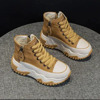 Осенне-зимняя обувь Niche High-top Женская обувь на толстой подошве Повседневная спортивная обувь Hundred Take 40 чёрный