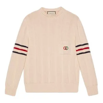 Свитер double g cotton knit sweater male white Gucci, белый