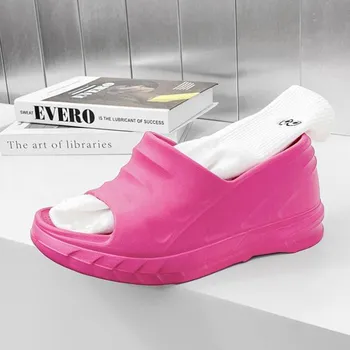 Женская верхняя одежда на толстой танкетке с одним словом Drag, летние сандалии Muffin на высоком каблуке для отдыха на море 9 см 41 белый