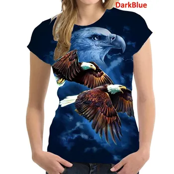Модные футболки с принтом 3D Eagle, весенние и летние женские модные повседневные футболки с круглым вырезом и короткими рукавами S