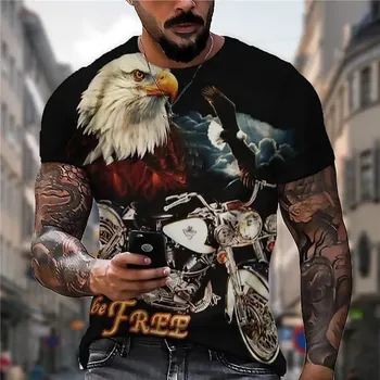 Мужская футболка с принтом Eagle 3D Digital, свободные повседневные спортивные футболки большого размера с коротким рукавом для мужчин S