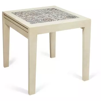 CT 3030 Kasablanca стол раскладной с плиткой античный белый (дерево гевея/плитка) (Tetchair)