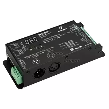 Декодер SMART-K15-DMX (12-36V, 4x8A) (Arlight, IP20 Металл, 5 лет) 023823