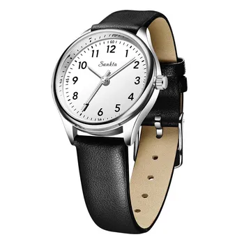 SUNKTA New Women Watch Simple Fashion Casual Leather Strap Waterproof Women s Watch золотой/чёрный