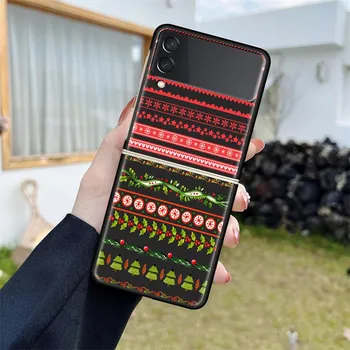 Противоударный чехол для Samsung Galaxy Z Flip 4 3 5G Funda ZFlip4, черный жесткий чехол ZFlip3 zflip4 Fundas, чехол с Рождеством Samsung Z Flip 5G
