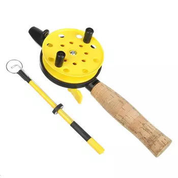 AZOR FISHING Удочка для зимней рыбалки 35см, с катушкой, хлыст с кивком, файбергласс,ручка из пробки