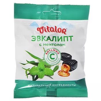 БАД Леденцовая карамель с витамином С, со вкусом эвкалипта с ментолом