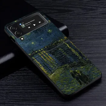 Чехол Paintings Starry Night Van Gogh для Samsung Galaxy Z Flip3 5G Flip4, черный, жесткий чехол для мобильного телефона Z Flip 4 3 PC Shell Zflip3 Samsung Z Flip3 5G